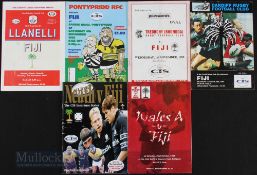 1995 Fijian Tour Rugby Programmes in Wales (6): All except the Wales issue from the Wales leg of the