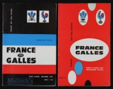 1961/1963 France v Wales Rugby Programmes (2): Two defeats for the Welsh at Colombes, 8-6 and 5-3.