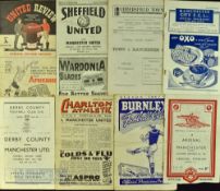 1947/48 Manchester Utd away match programmes Arsenal, Burnley, Charlton Athletic, Derby County,