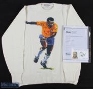 Paul Trevillion Created Image of Pele printed onto a 1994 Hall of Fame Ltd Sweater together with a