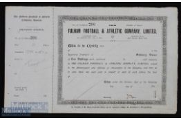 1903 The formation of Fulham Football Club with a share capital sum of £7,500. Here we have a