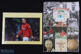 Wayne Rooney Manchester United Signed Colour Print signed in black ink to the front, mounted