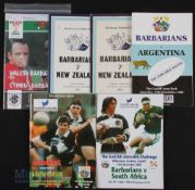 1967-2000 Barbarians v South Africa, New Zealand, Argentina & Wales Rugby Programme Collection (
