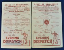 1948/49 and 1950/51 Hearts v Third Lanark football programmes dated 5th Feb 49 and date 14 Jan 50,