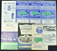 1958 Bolton Wanderers football programme FAC run to include Preston NE (away 3rd round), York