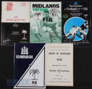 1982 Fijian UK Tour Rugby Programmes (5): v Edinburgh, South of Scotland (Hawick), a Scotland XV,