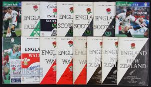 1954-1998 England Homes Rugby Programmes (15): All Twickenham magazine style, v NZ 1954, 1964 &