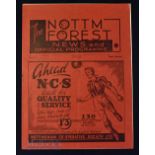 1937/38 Nottingham Forest v Fulham Div. 2 match programme 20 November 1937; slight crease, staple