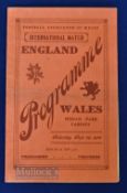 1934/35 Wales v England International Football Programme date Sep 29 at Ninian Park, light creases