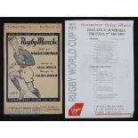 Rare 1924/1991 Musical Rugby Duo (2): 4pp foldover sheet music & words (6 verses!) with lovely