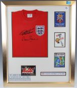 Geoff Hurst and Martin Peter Signed England replica Football Shirt Display signed in ink to the