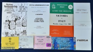 1990 Argentine Rugby Welcome Luncheon Menu etc: British Sportsmen's Club lunch for the Pumas at