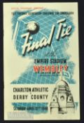 1946 FA Cup final match programme at Wembley, Charlton Athletic v Derby County 27 April 1947; tiny