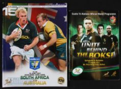 2007/2011 South Africa v Australia Rugby Programmes (2): Fine copies for the French tests at Cape