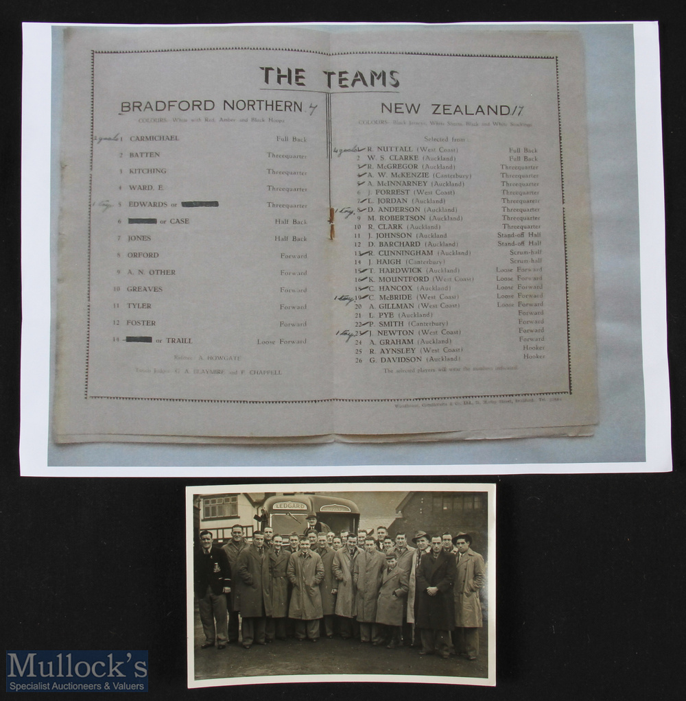 1947 New Zealand Rugby League Team Postcard size informal photograph - at Fartown 22nd November c/ - Image 2 of 2