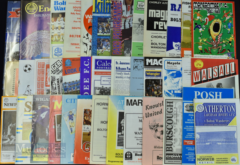 Varied collection of friendly match football programmes mainly Bolton Wanderers to include aways