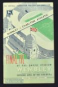 1947 FA Cup Final match programme at Wembley, Burnley v Charlton Athletic 26 April 1947; good.