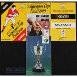 1989-1990 Cup Finals & Semis Rugby Programmes (4): WRU finals Neath v Llanelli 1989 & v Bridgend