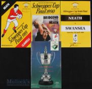 1989-1990 Cup Finals & Semis Rugby Programmes (4): WRU finals Neath v Llanelli 1989 & v Bridgend