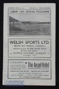 1943/44 Football League (West) Cup Cardiff City v Swansea Town 29 April 1944, 4 pages. Good.