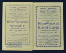 1945/46 Bolton Wanderers v Newcastle Utd (10 April 1946) match programme; fair/good, v Sunderland