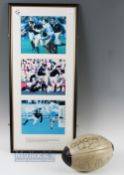 1995 France v Scotland Rugby Winning Try Display & Signed Match Ball (2): sequence of three