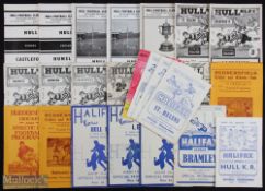 Collection of Halifax, Huddersfield and Hull Rugby League official match programmes including Cup