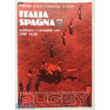 Rare 1978 Italy v Spain Rugby Programme: Unusual and scarce fold out match programme with striking