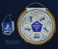 Millwall Football Club Pennants c1980 x 2, a round football shaped pennant and a small car