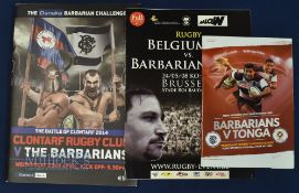 Scarcer 2008, 2014 & 2017 Barbarians v Belgium, Tonga & Clontarf (3): Rare edition from Brussels,