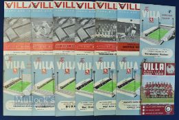 Selection of Aston Villa Home Football Programmes incl' 60/61 v Newcastle res and Plymouth Argyle (