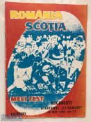 Scarce fully signed 1984 Romania v Scotland Rugby Programme: For the game played in Bucharest. In