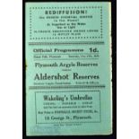 1934/35 Plymouth Argyle v Aldershot reserves Southern League (central section) match programme 27