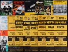 1950-2010 Newport Rugby Programmes etc (50): Including friendlies, leagues, Cups, v Tonga 1974 & N