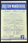 1954/55 Chelsea championship season, scarce away match programme at Bolton Wanderers 1 January 1955;