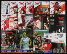 2012-18 Llanelli Scarlets Rugby Programmes (18): Glossy, substantial issues inc Cup & League, with 7