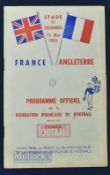 1955 France v England international match programme at Stade de Colombes, Paris 15 May 1955; Ron