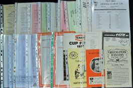 Football programmes: Reserves and Minor Cup including FAYC, mostly single sheets but includes 1963/