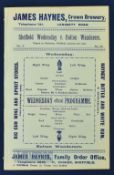 1902/03 Sheffield Wednesday v Bolton Wanderers Div 1 match programme 3 January 1903 at Owlerton