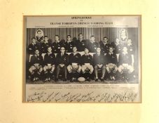 1967 Photo from original print of South African squad v France: Framed mounted and glazed, c11" x