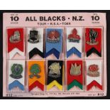Scarce Attractive Ribbons/Badges South Africa v New Zealand 1950s (10): Still unused & attached to