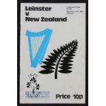 1974 Leinster v New Zealand Rugby Programme: A5 32pp interesting issue for the All Blacks' short