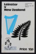 1974 Leinster v New Zealand Rugby Programme: A5 32pp interesting issue for the All Blacks' short