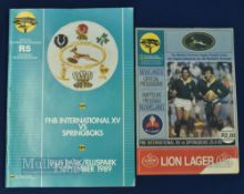 1989 South Africa v FNB International XV Rugby Programmes (2): Large colourful issues for another of