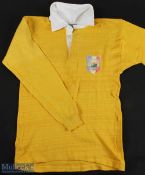 Very Rare 1979 Romania v Wales International Rugby Jersey - bright yellow Romanian jersey with