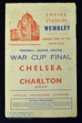 1944 Football League South War Cup Final Chelsea v Charlton Athletic match programme at Wembley 15