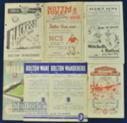 1951/52 Bolton Wanderers match programmes homes Blackpool, Preston NE and aways Aston Villa (no back