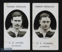 Rare Taddy Rugby Cards, Richmond (2): Sought-after issues from 1907, GE Chase & FT Turner of the