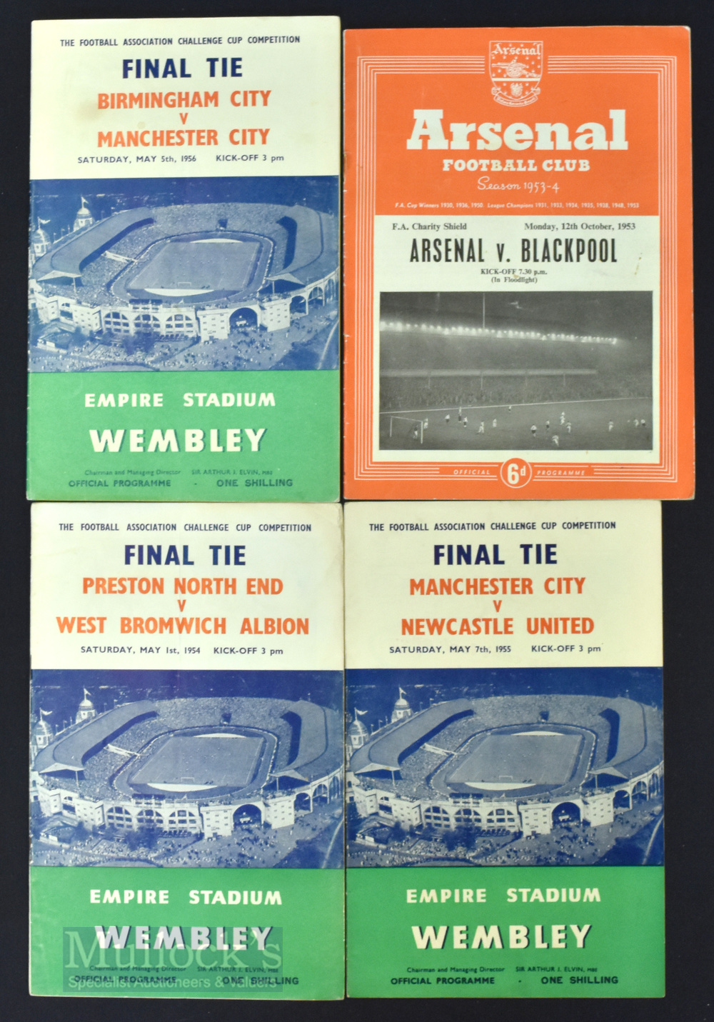 Selection of FAC final match programmes 1954 WBA v Preston NE, 1955 Manchester city v Newcastle Utd,