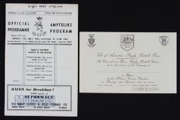 Southern Hemisphere Interest Rugby Ephemera (2): Mint unused invitation to the dinner after Cornwall